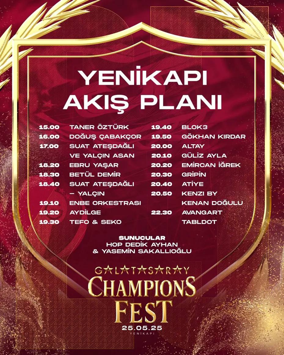 Galatasaray'ın Yenikapı'daki şampiyonluk kutlamaları saat kaçta, hangi kanalda? Yenikapı'da hangi sanatçılar sahne alacak? - 6
