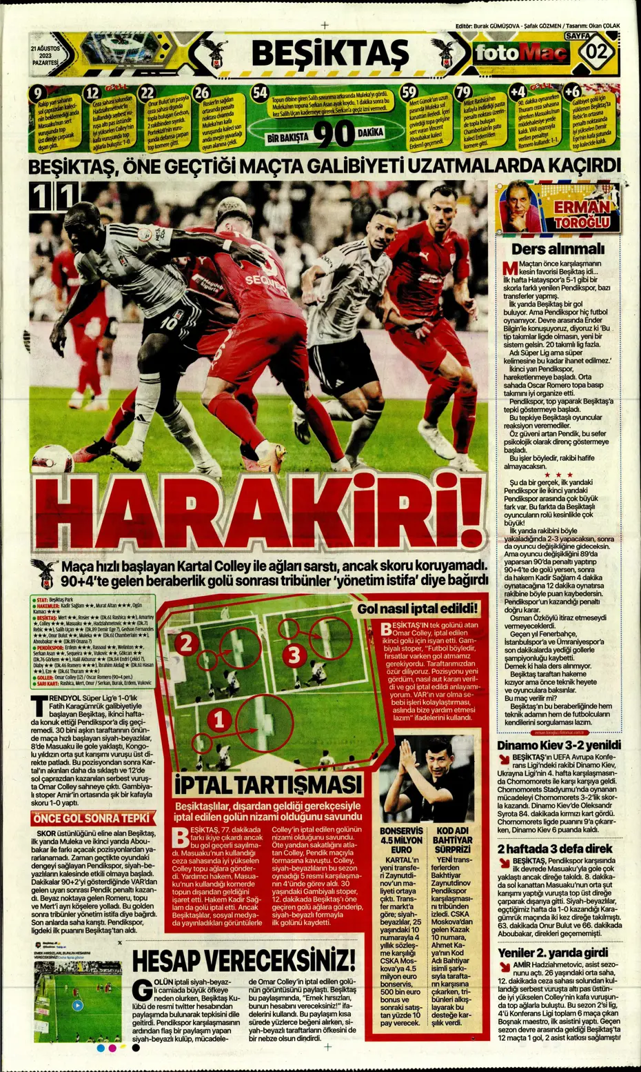 "Kara Kartal'a 90+4'te şok" | Sporun manşetleri (21 Ağustos 2023) - 15