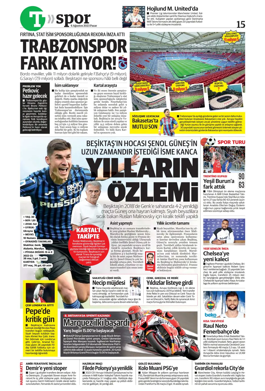 "Fener'e dünya yıldızı" | Sporun Manşetleri (6 Ağustos 2023) - 38