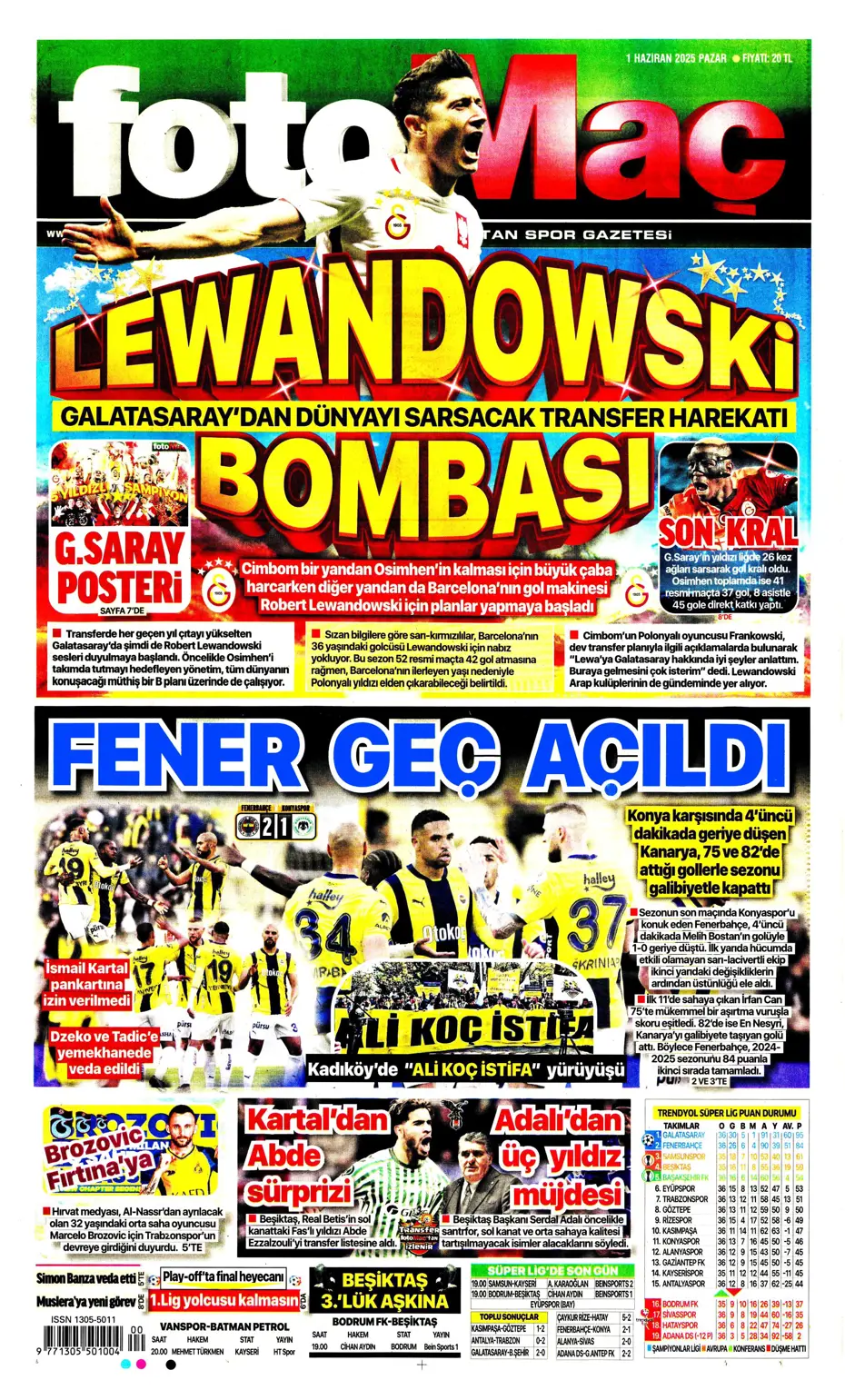 "Galatasaray'dan Lewandowski bombası" | Sporun manşetleri - 8