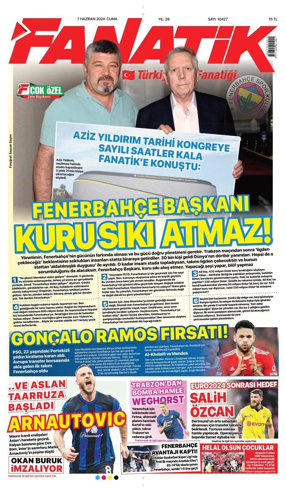 "Fener'e 'Uçan Koreli'" | Sporun manşetleri (7 Haziran 2024) - 2 "Fener'e 'Uçan Koreli'" | Sporun manşetleri (7 Haziran 2024) - 2