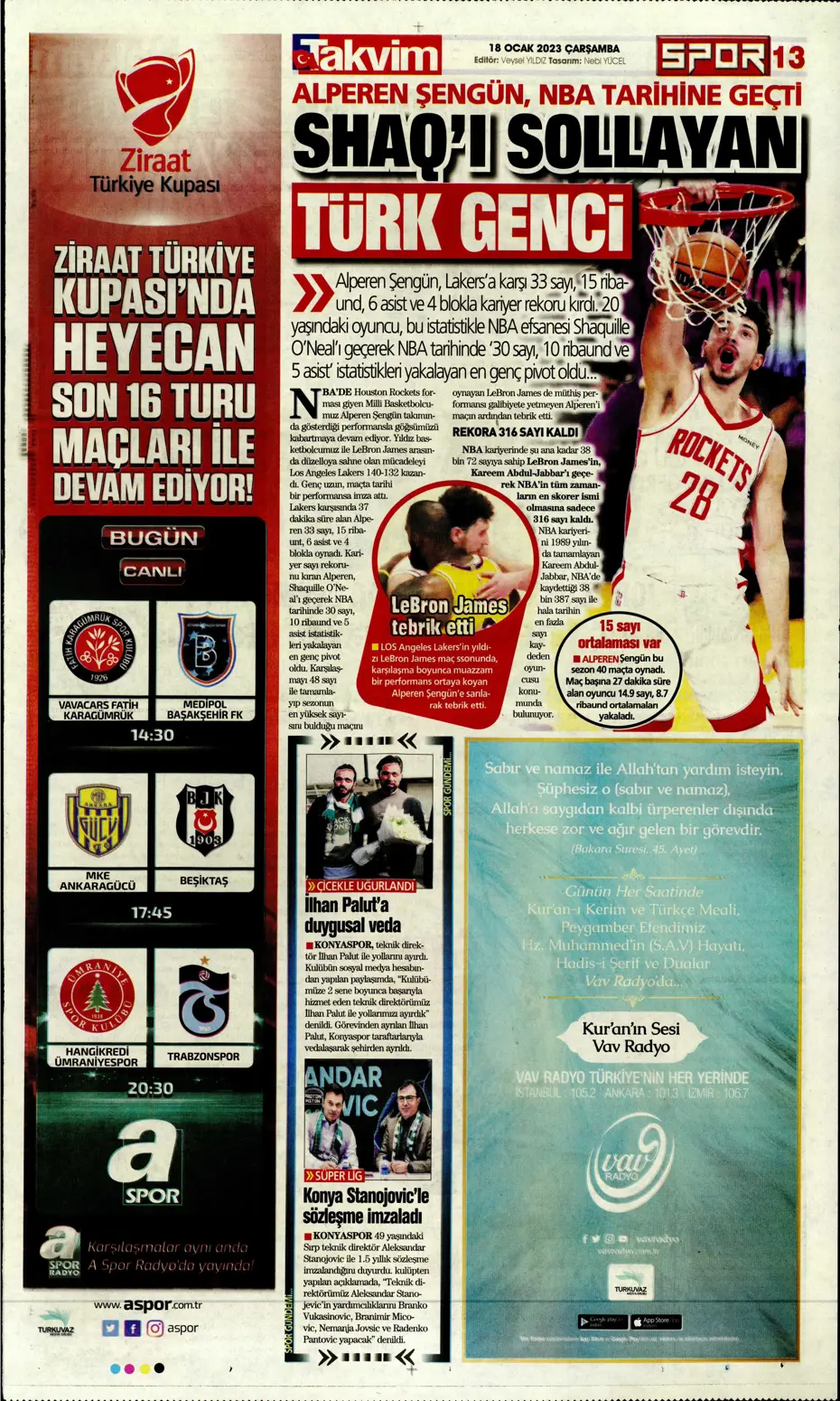 Sporun Manşetleri (18 Ocak 2023) - 30