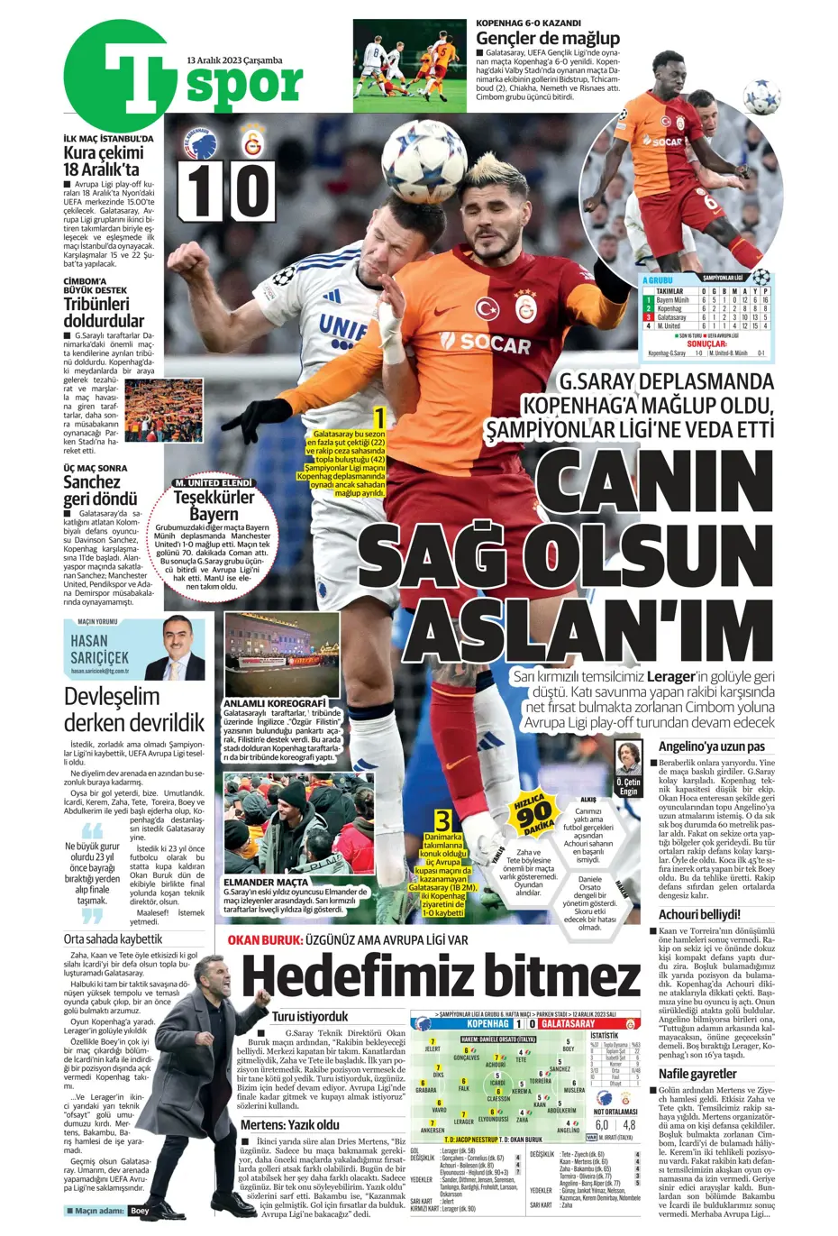 "Aslan'ın yeni yeri Avrupa Ligi" | Sporun manşetleri (13 Aralık 2023) - 31