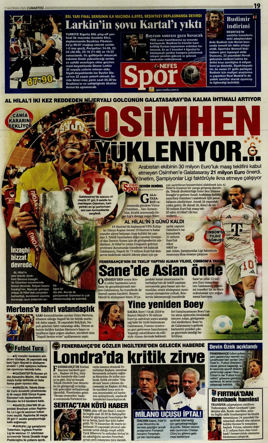"Osayi, Beşiktaş'a doğru" | Sporun manşetleri (7 Haziran 2025) - 23