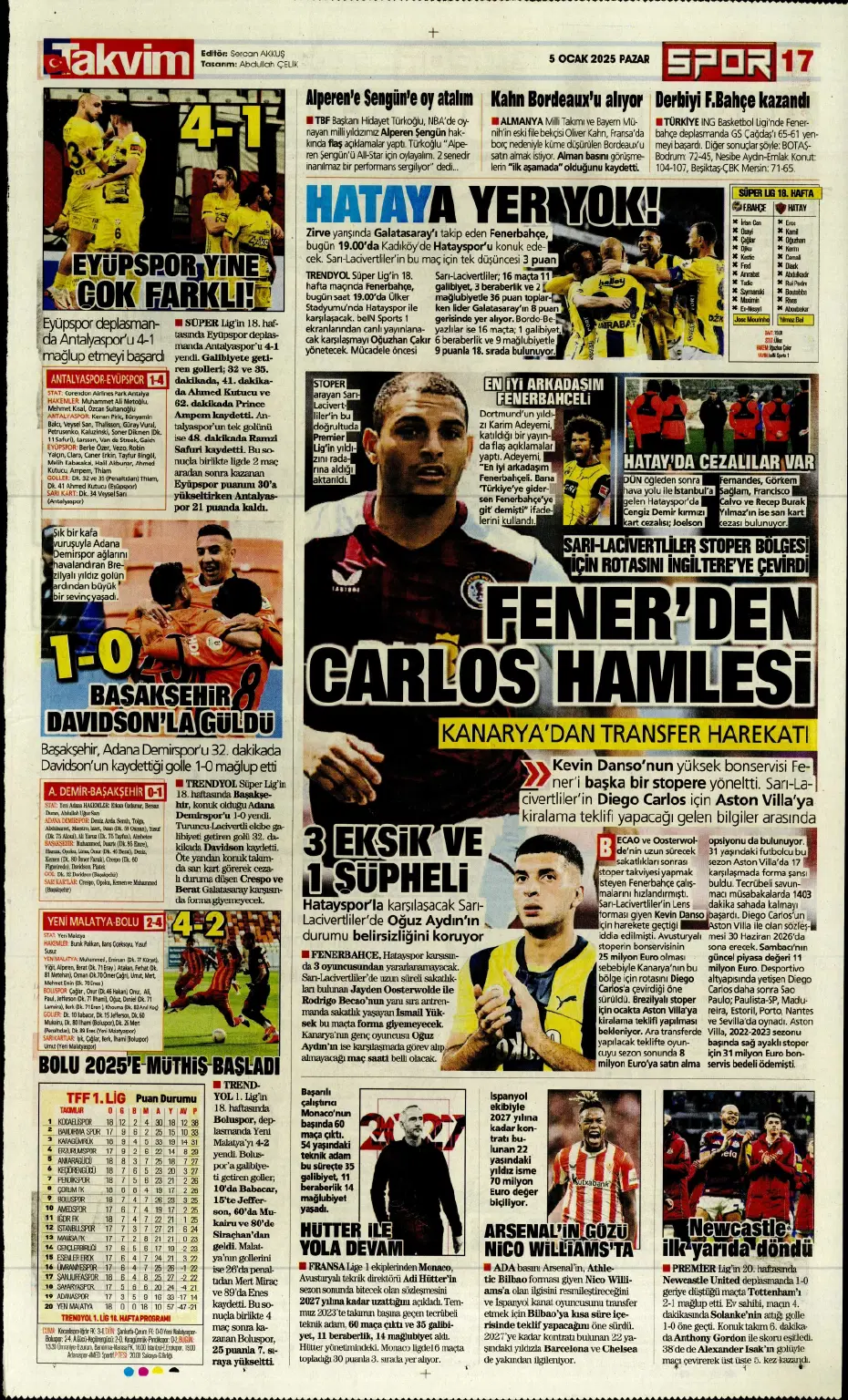 "31 milyon euroluk stoper Fenerbahçe'ye" | Sporun manşetleri - 24