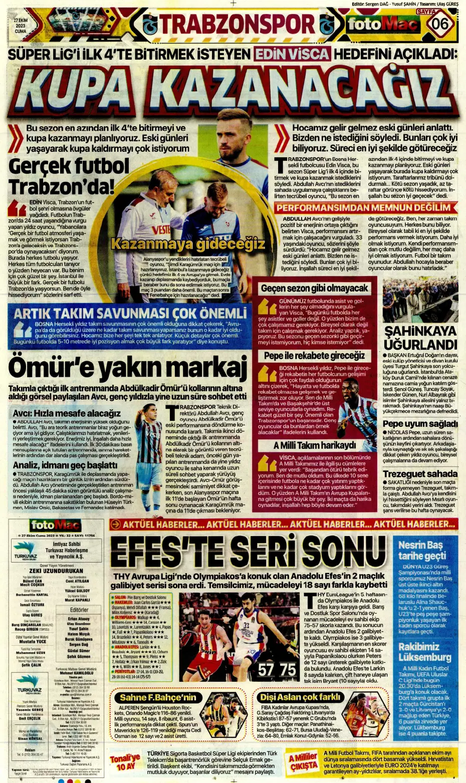 "Yüzyılın Fener'i" | Sporun manşetleri (27 Ekim 2023) - 12