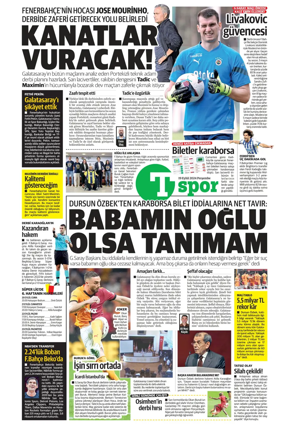 "Jose Mourinho'dan derbiye özel taktik" | Sporun manşetleri - 34