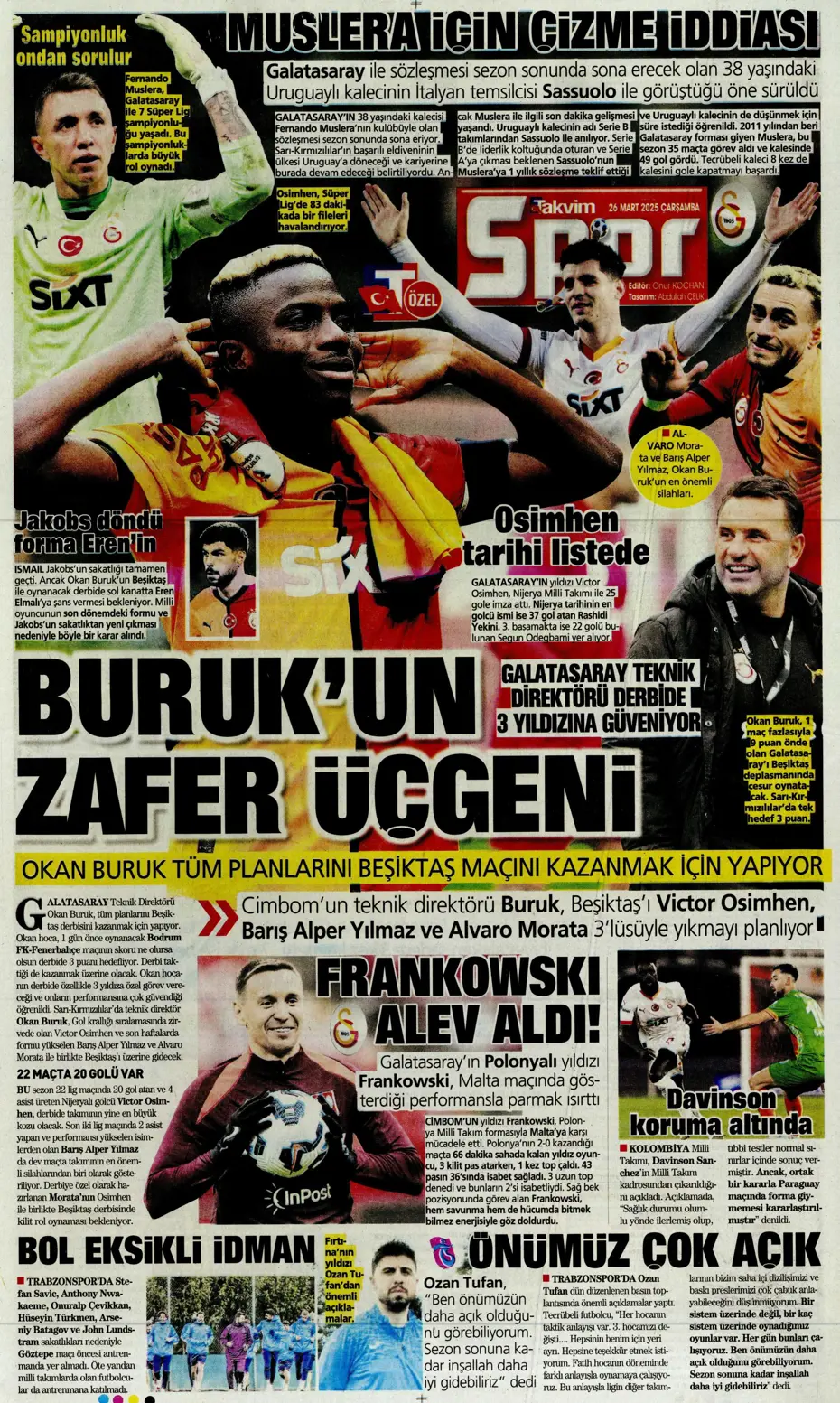 "Kaleye Alisson, orta sahaya İlkay" | Sporun manşetleri - 30
