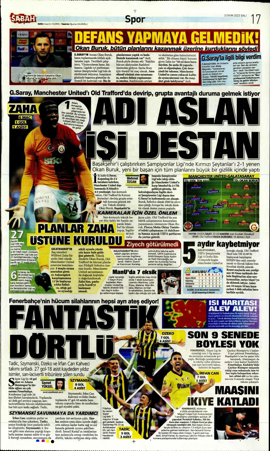 "İşte Okan Buruk'un imha planı" | Sporun manşetleri (3 Ekim 2023) - 28