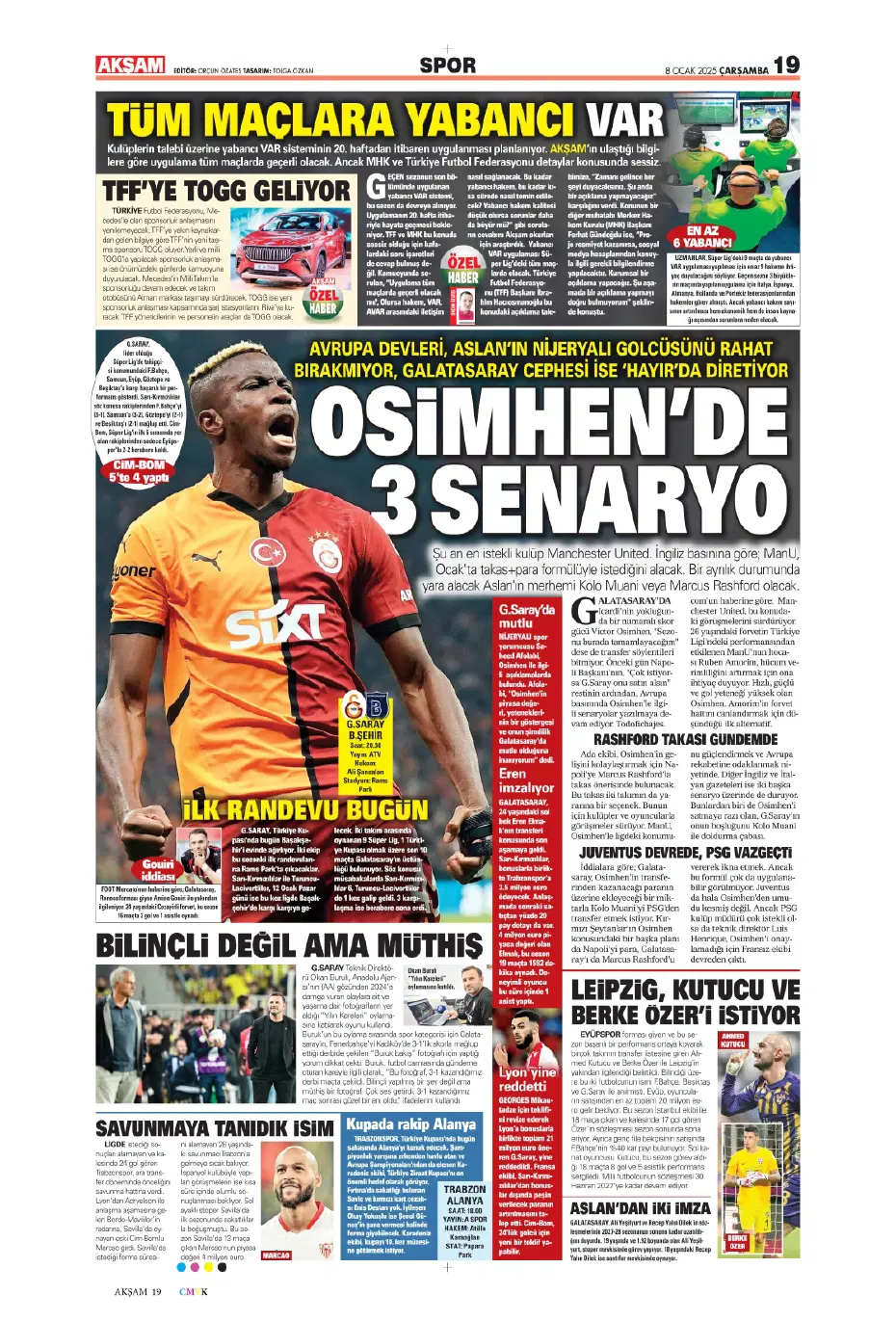 "Fenerbahçe'de büyük gün" | Sporun manşetleri (8 Ocak 2025) - 2 "Fenerbahçe'de büyük gün" | Sporun manşetleri (8 Ocak 2025) - 2