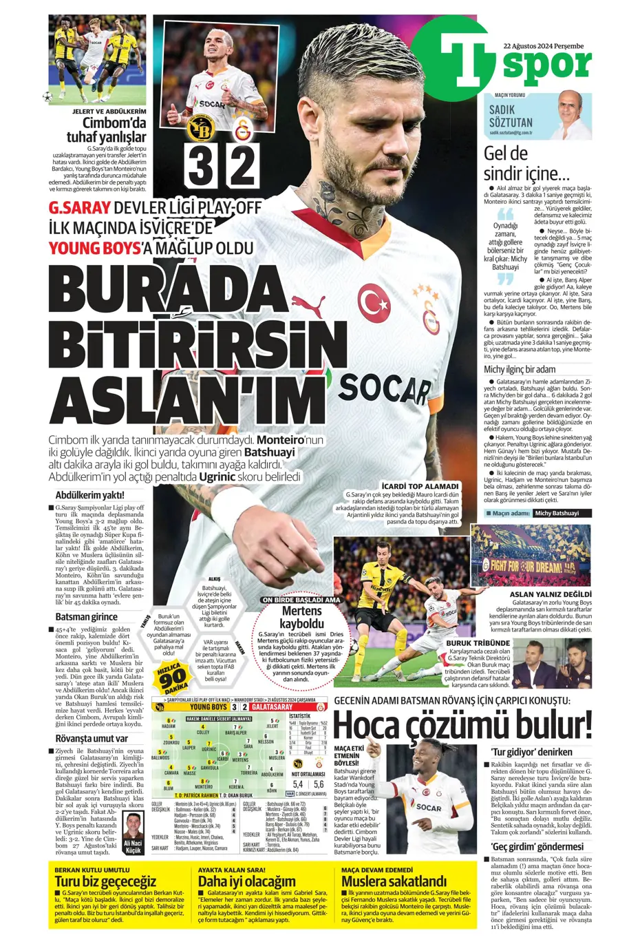 "Batman bile kurtaramadı" | Sporun manşetleri (22 Ağustos 2024) - 29 "Batman bile kurtaramadı" | Sporun manşetleri (22 Ağustos 2024) - 29