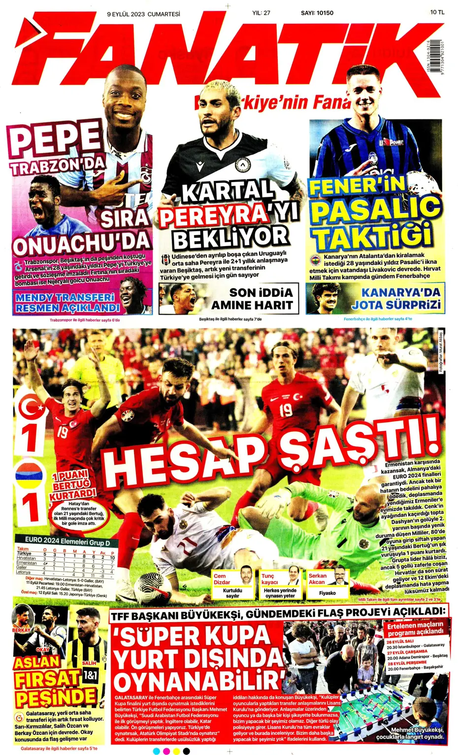 "Kuntz'un eseri" | Sporun manşetleri (9 Eylül 2023) - 4