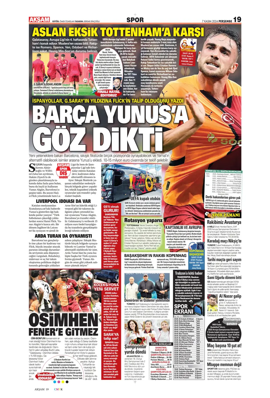 "Fenerbahçe'den Boca Juniors'a rest" | Sporun manşetleri (7 Kasım 2024) - 3