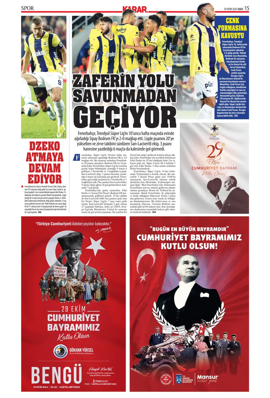 "Cimbom zirvede tek başına" | Sporun manşetleri (29 Ekim 2024) - 27 "Cimbom zirvede tek başına" | Sporun manşetleri (29 Ekim 2024) - 27