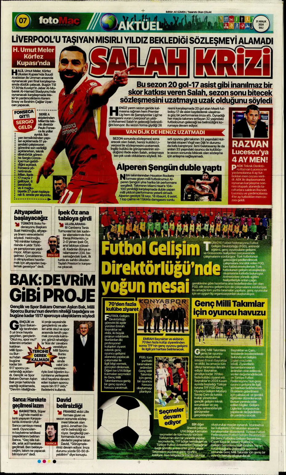 "Sergen Yalçın'la ilk görüşme" | Sporun manşetleri - 19