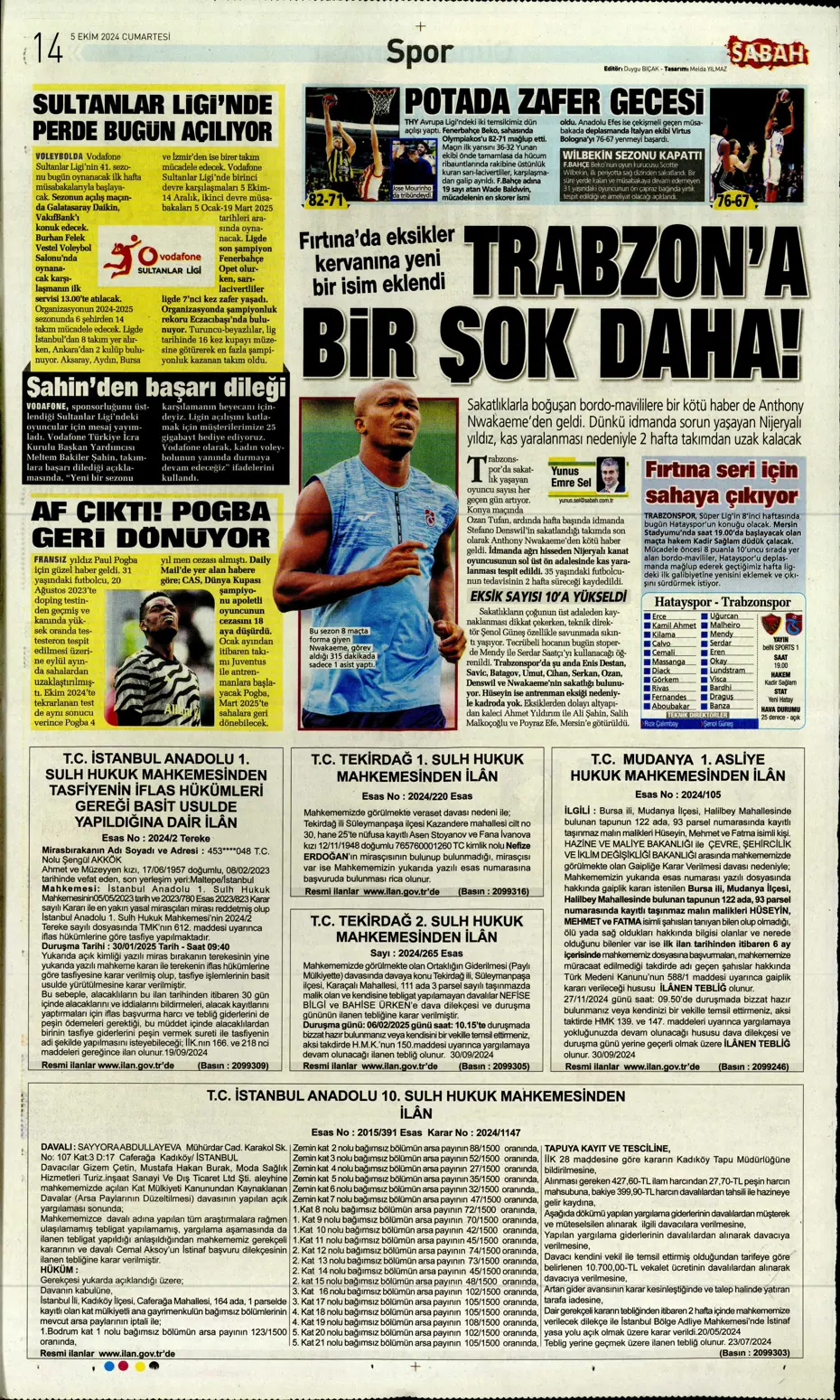 "Mourinho radara girdi" | Sporun manşetleri (5 Ekim 2024) - 27