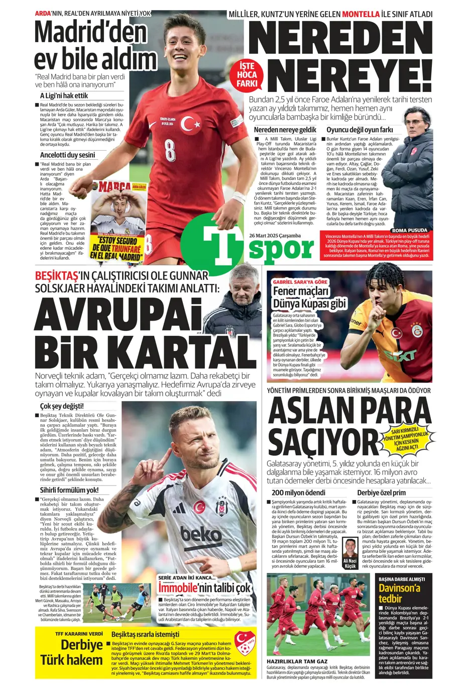 "Kaleye Alisson, orta sahaya İlkay" | Sporun manşetleri - 31