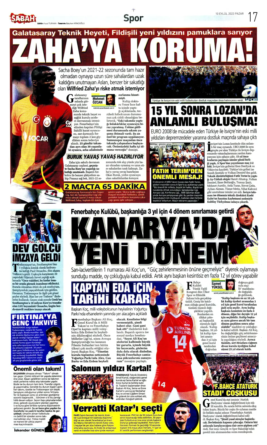 "Kuntz gidiyor, Avcı geliyor" | Sporun manşetleri (10 Eylül 2023) - 27