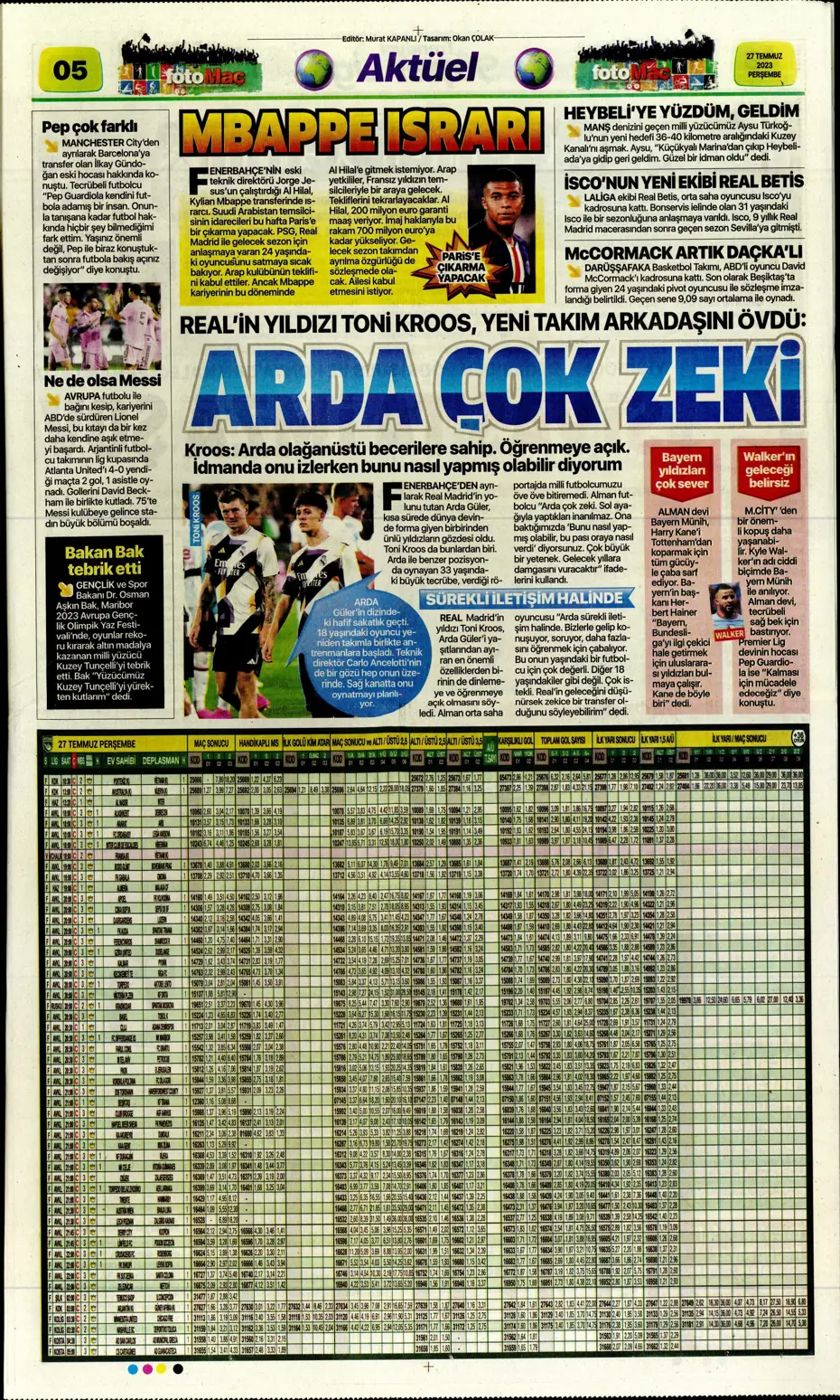 "Fenerbahçe'den gövde gösterisi" | Sporun manşetleri (27 Temmuz 2023) - 17 "Fenerbahçe'den gövde gösterisi" | Sporun manşetleri (27 Temmuz 2023) - 17