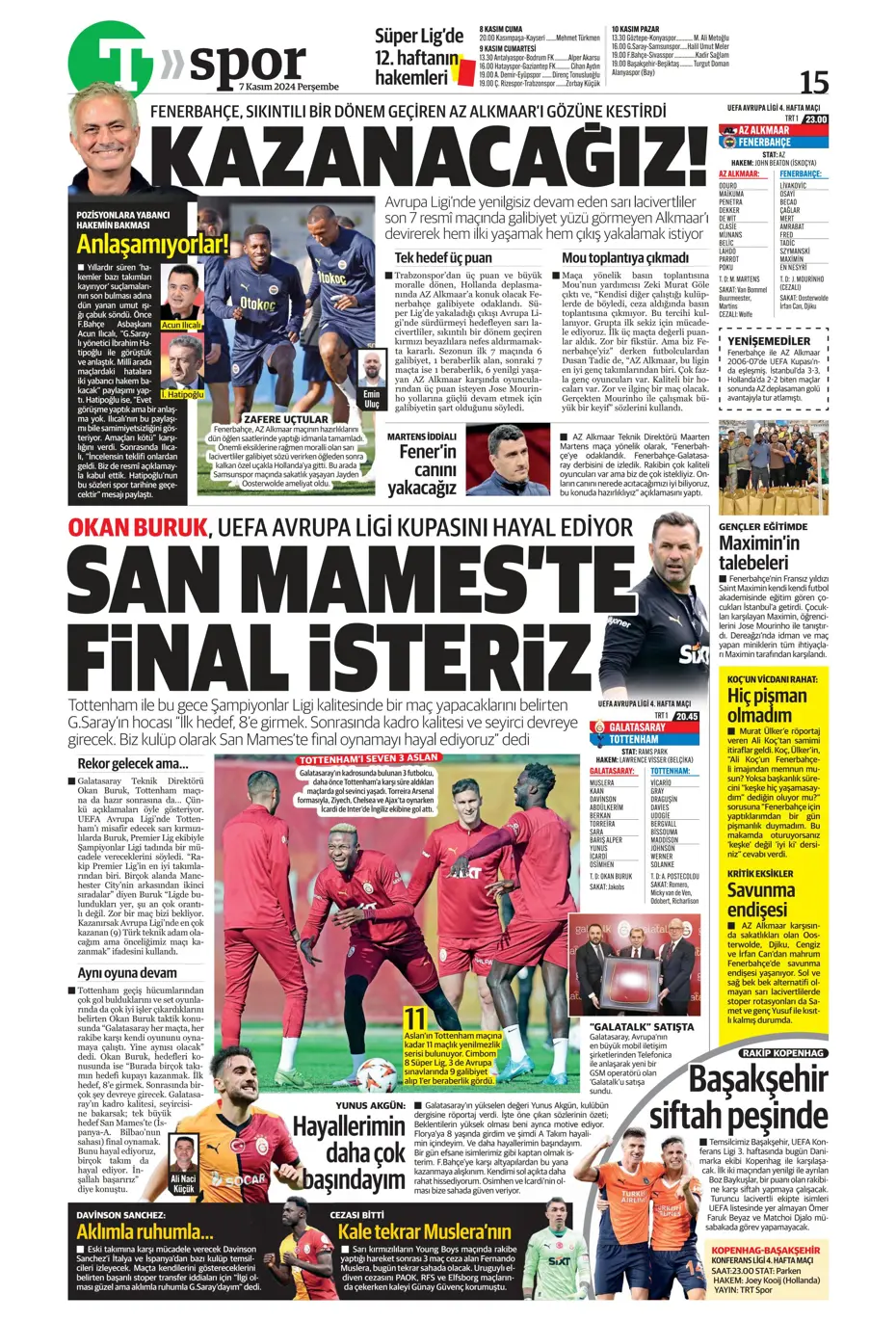 "Fenerbahçe'den Boca Juniors'a rest" | Sporun manşetleri (7 Kasım 2024) - 27