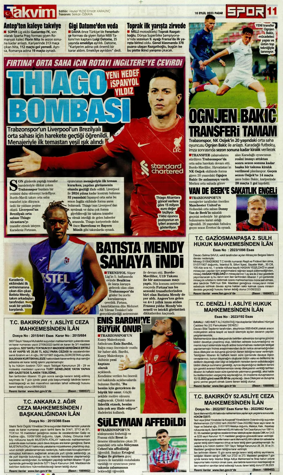 "Kuntz gidiyor, Avcı geliyor" | Sporun manşetleri (10 Eylül 2023) - 31