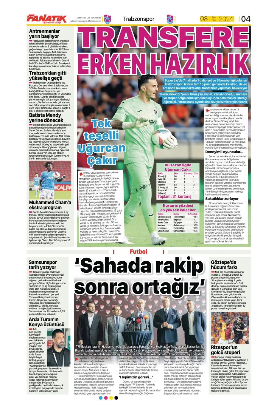 "Fenerbahçe'ye sürpriz golcü" | Sporun manşetleri (8 Ekim 2024) - 7