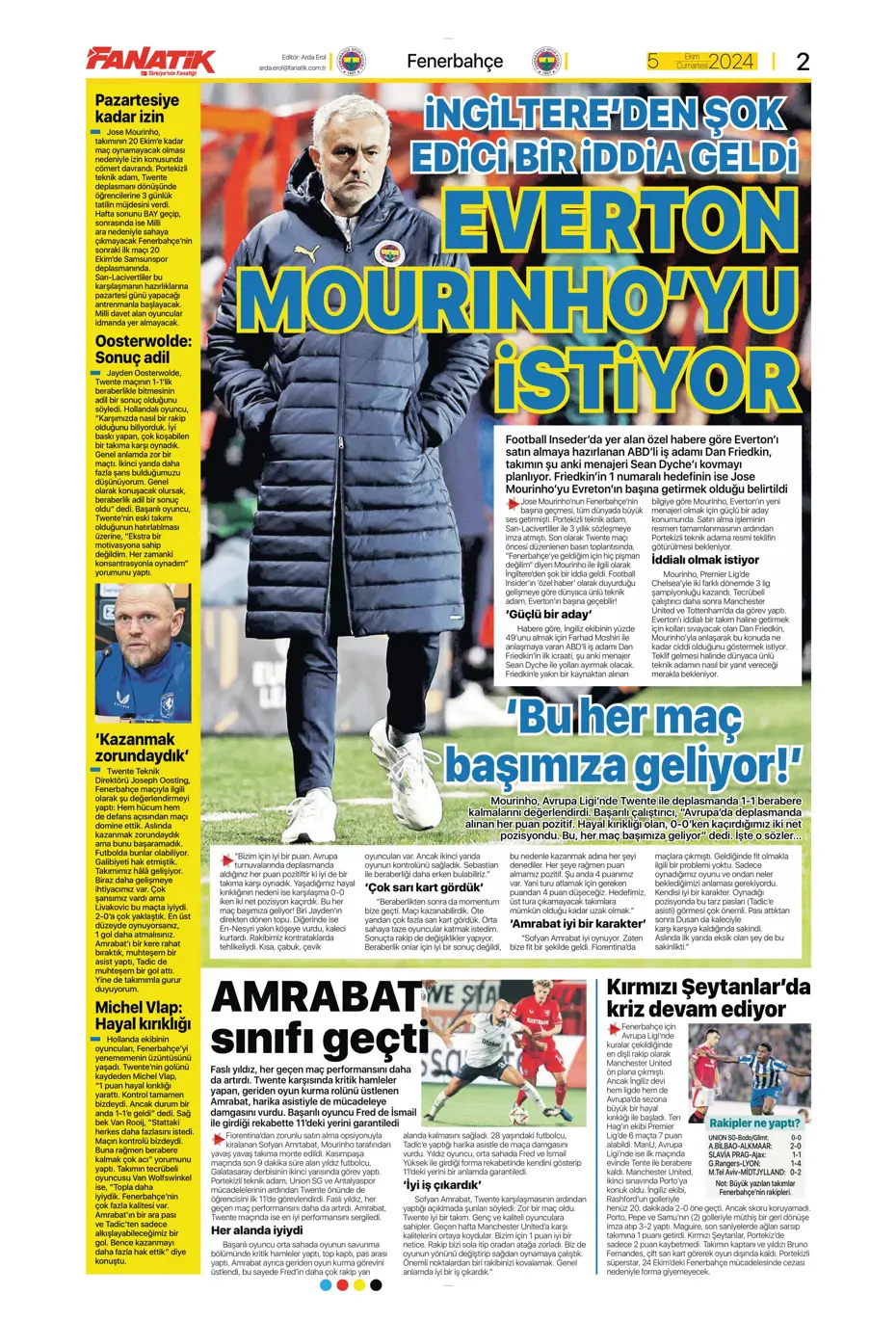 "Mourinho radara girdi" | Sporun manşetleri (5 Ekim 2024) - 6