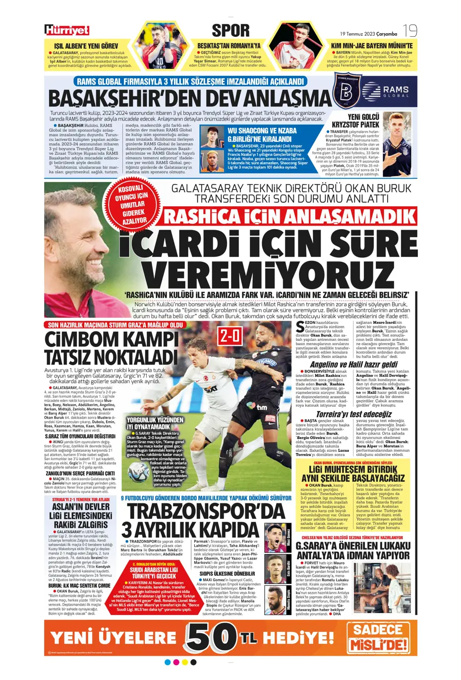 "Dünya Fenerbahçeliler Günü'nde taraftarlara 3 yıldız hediye" | Sporun manşetleri (19 Temmuz 2023) - 18 "Dünya Fenerbahçeliler Günü'nde taraftarlara 3 yıldız hediye" | Sporun manşetleri (19 Temmuz 2023) - 18