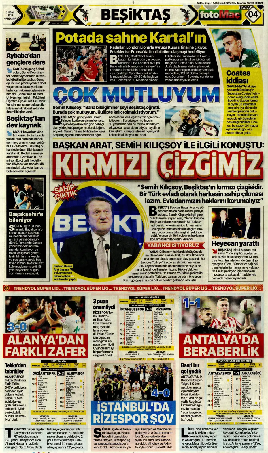 "Lige devam, kupa askıda" | Sporun manşetleri (3 Nisan 2024) - 34