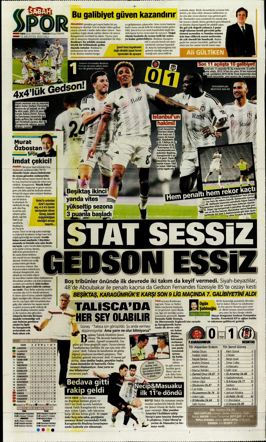 "Kartal'ı Gedson uçurdu" | Sporun Manşetleri - 33