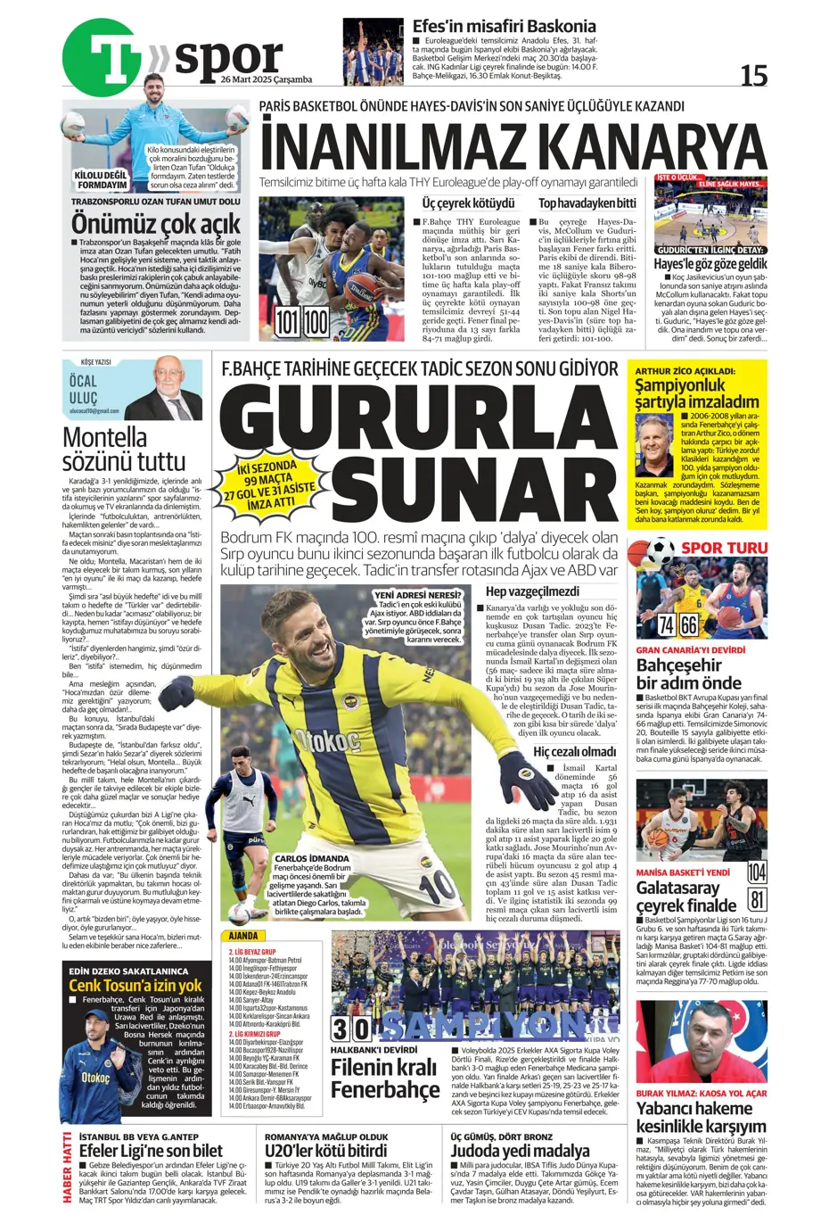 "Kaleye Alisson, orta sahaya İlkay" | Sporun manşetleri - 32
