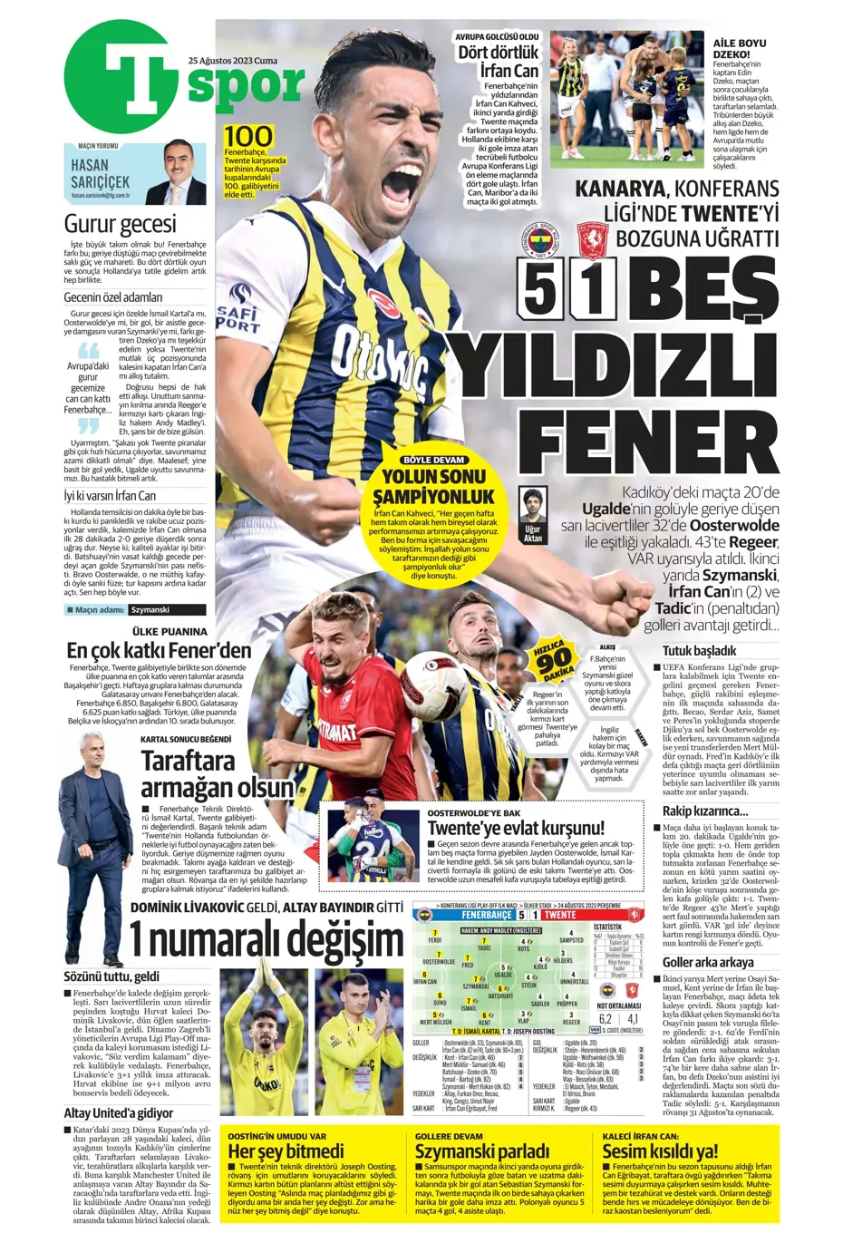 "Fenerbahçe'den 5'i 1 yerde" | Sporun manşetleri (25 Ağustos 2023) - 43