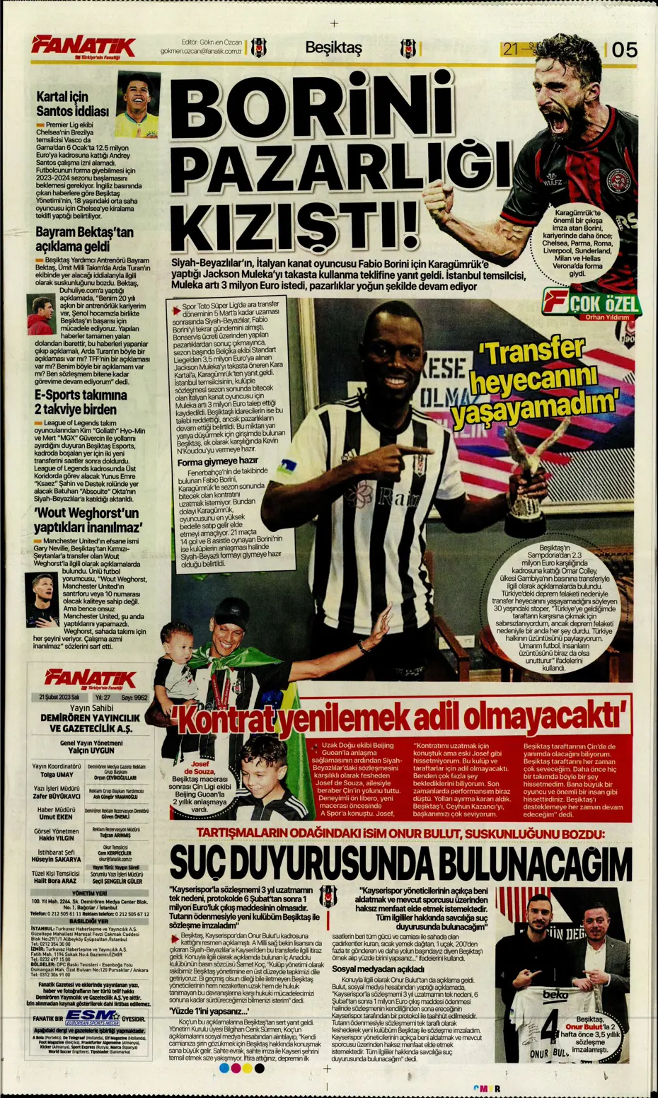 "Fener düğmeye bastı" - Gazete manşetleri (21 Şubat 2023) - 9