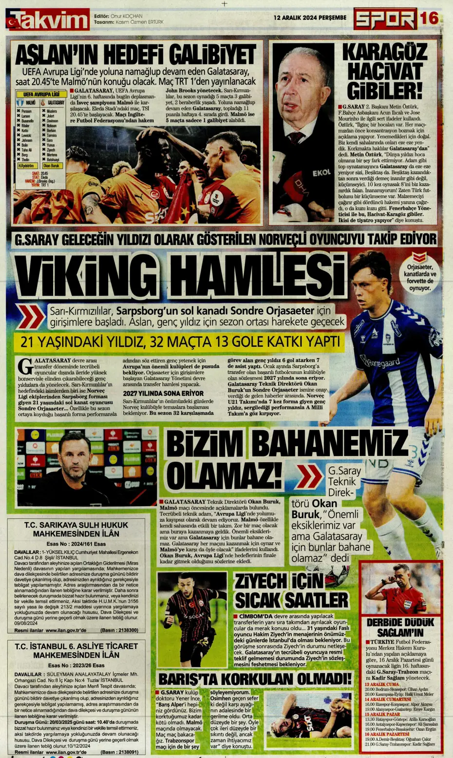"Fenerbahçe'ye boğa darbesi" | Sporun manşetleri - 21