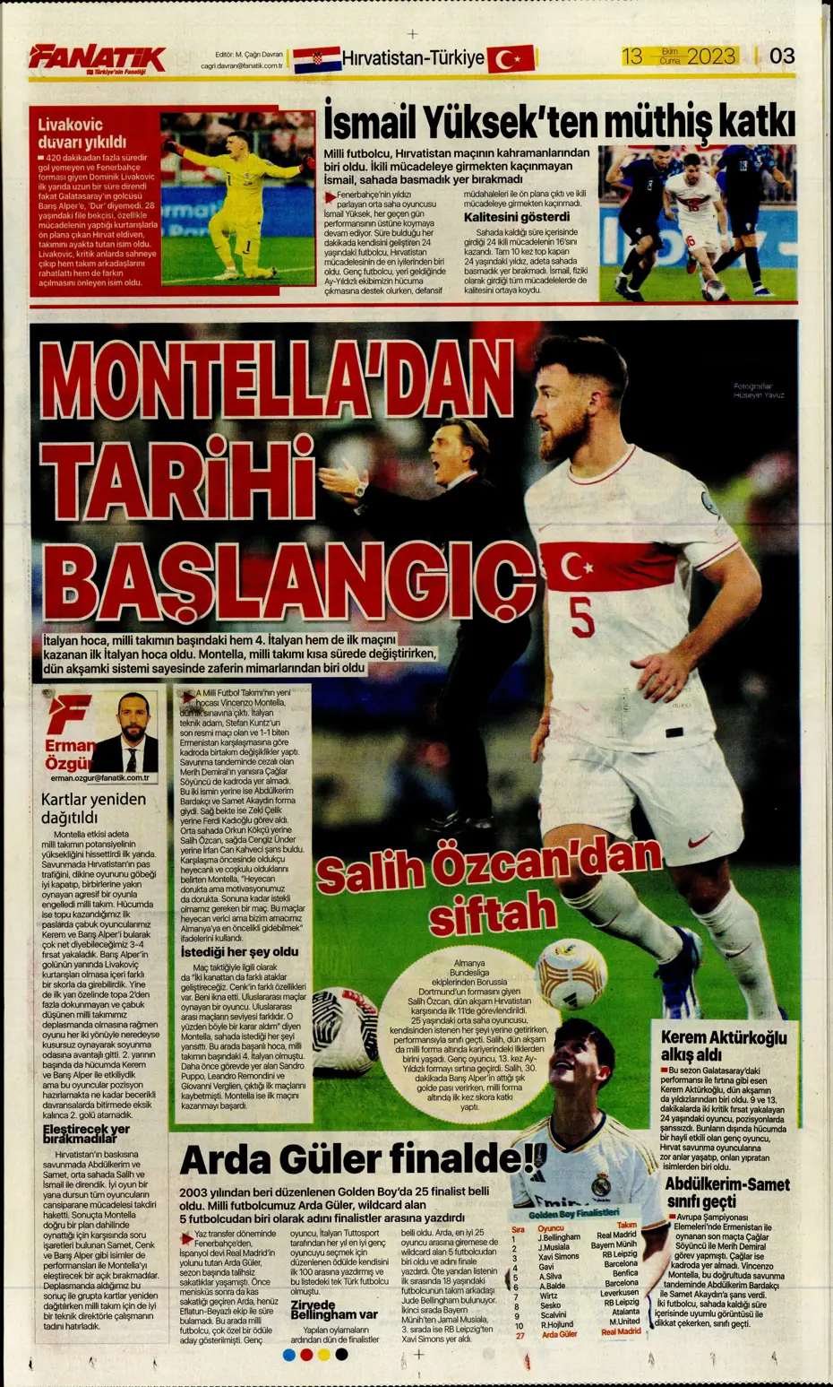 "Barış Yılmaz Türkiye yıkılmaz" | Sporun manşetleri (13 Ekim 2023) - 6 "Barış Yılmaz Türkiye yıkılmaz" | Sporun manşetleri (13 Ekim 2023) - 6