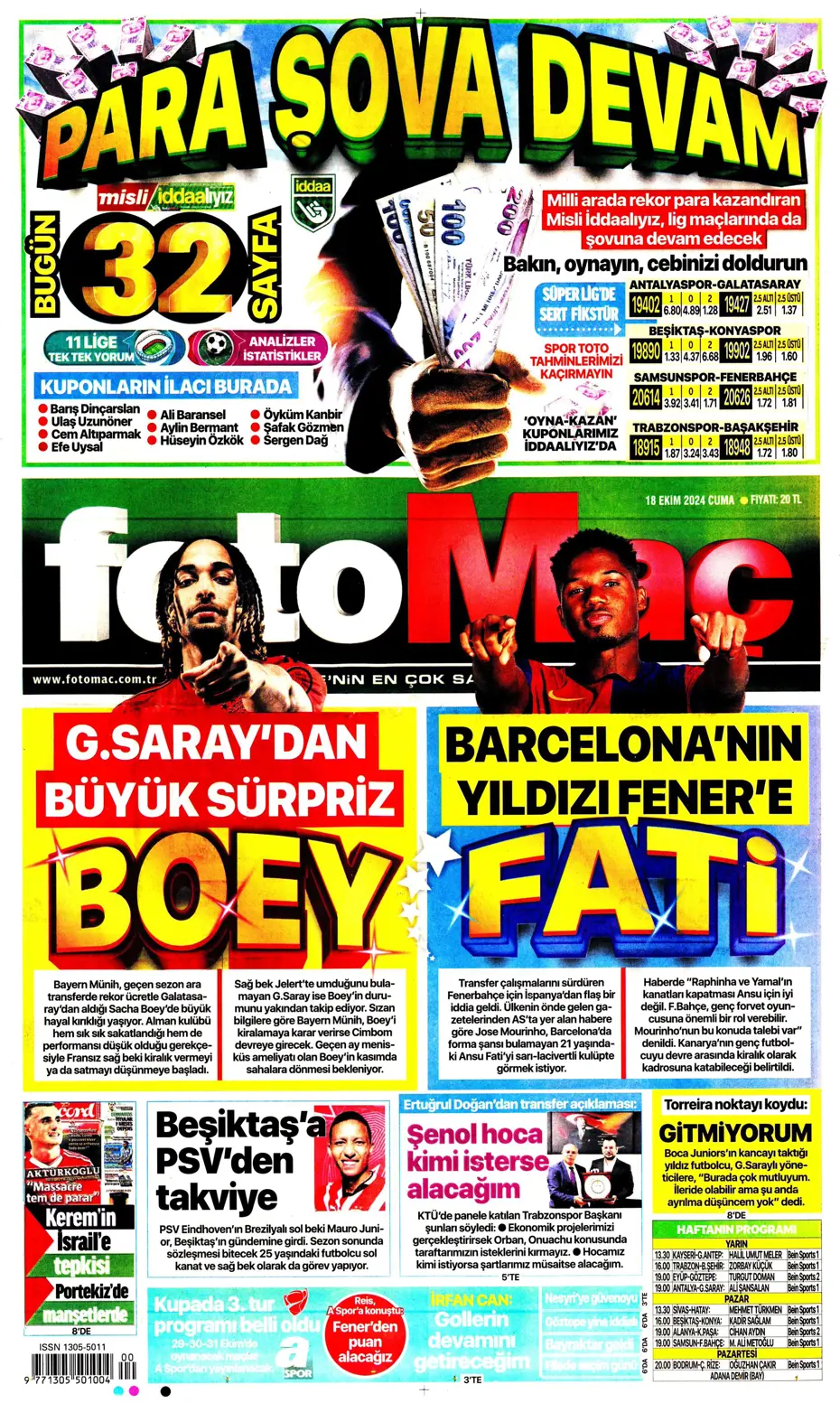 "Fenerbahçe'ye 1 milyar euroluk bomba" | Sporun manşetleri (18 Ekim 2024) - 10