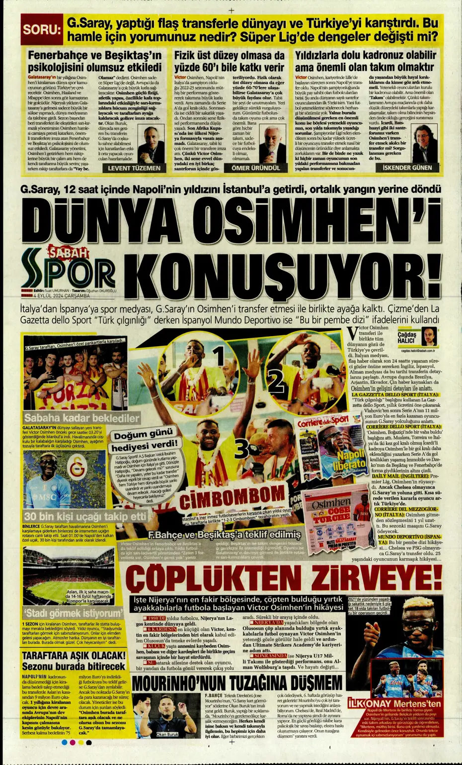 "Dünya Osimhen'i konuşuyor" | Sporun manşetleri (4 Eylül 2024) - 24