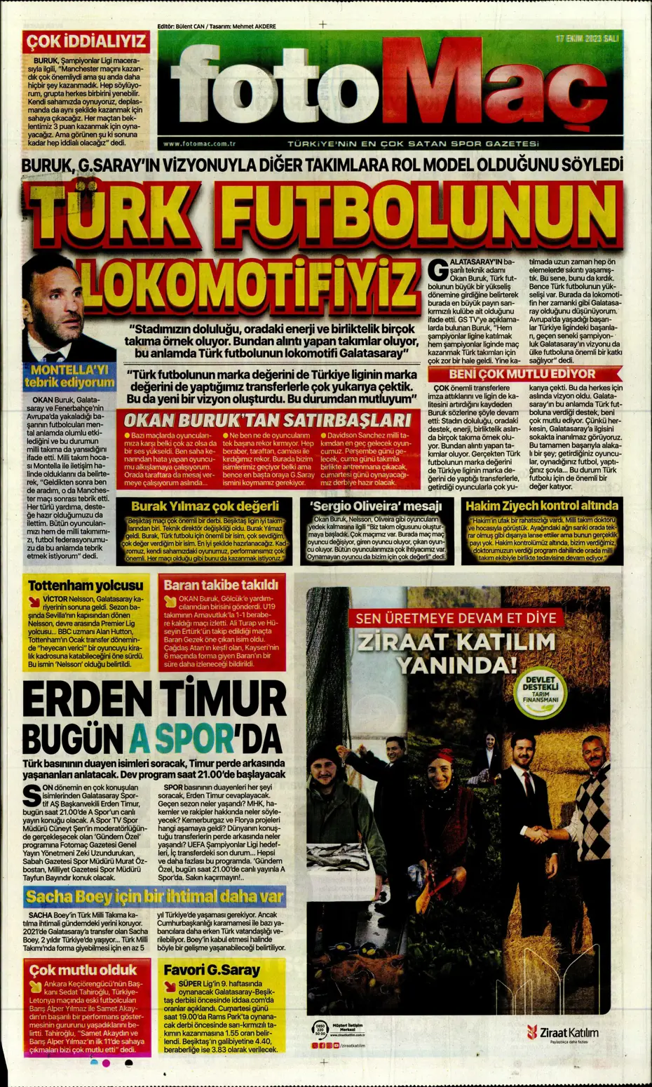 "Türk duvarı Abdülkerim Bardakcı" | Sporun manşetleri (17 Ekim 2023) - 19 "Türk duvarı Abdülkerim Bardakcı" | Sporun manşetleri (17 Ekim 2023) - 19