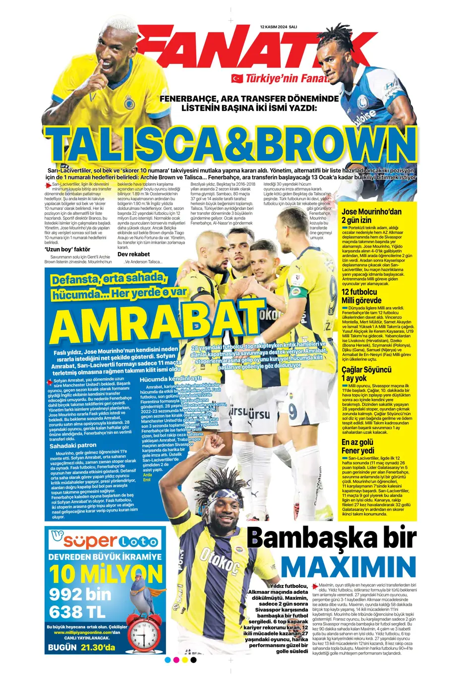 "Listenin başında onlar var: Talisca & Brown" | Sporun manşetleri (12 Kasım 2024) - 9 "Listenin başında onlar var: Talisca & Brown" | Sporun manşetleri (12 Kasım 2024) - 9