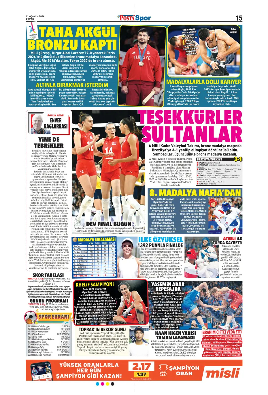 "Mou varsa fire yok" | Sporun manşetleri (11 Ağustos 2024) - 31