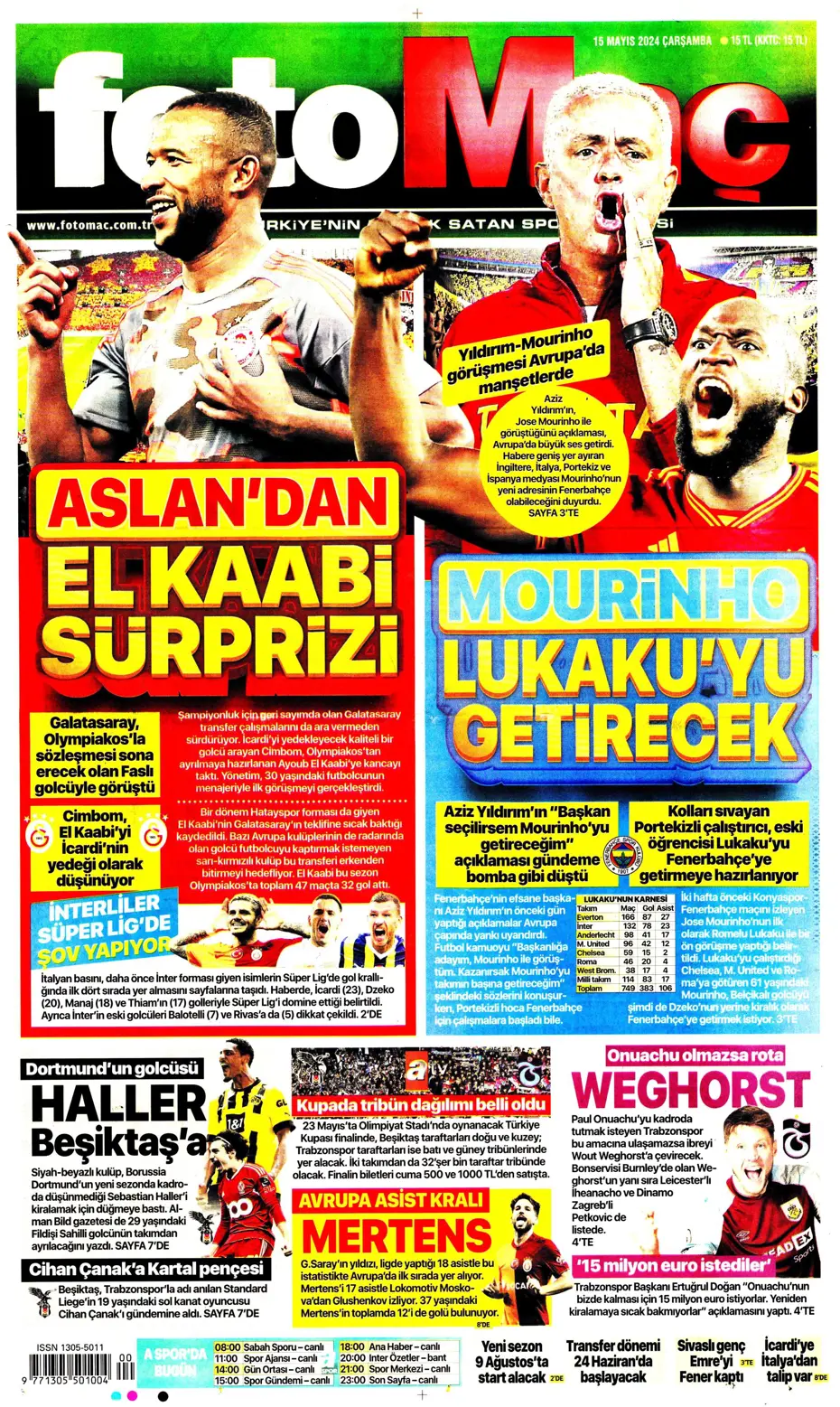 "Mourinho'ya 100 milyon euro" | Sporun manşetleri (15 Mayıs 2024) - 7