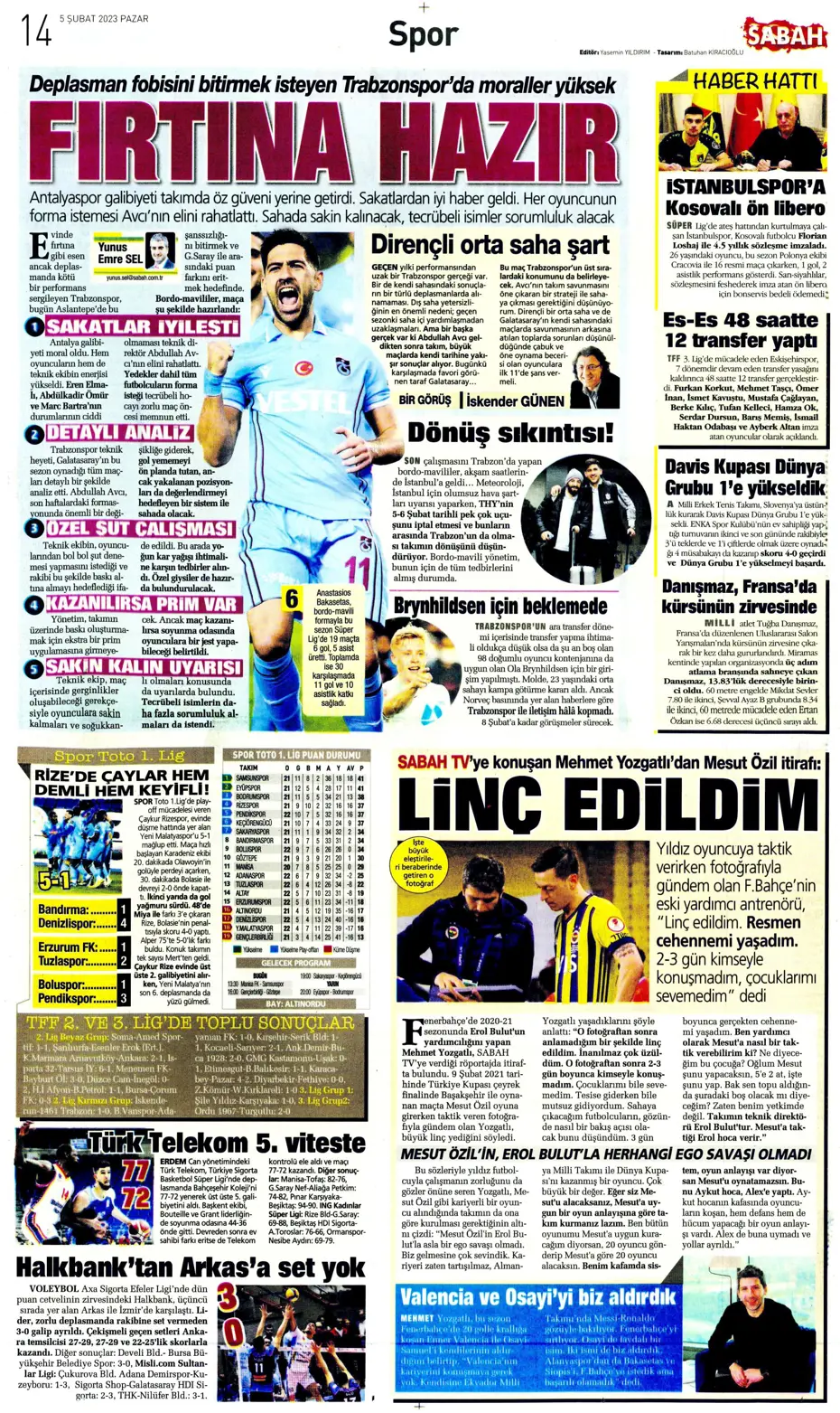 Sporun Manşetleri (5 Şubat 2023) - 35