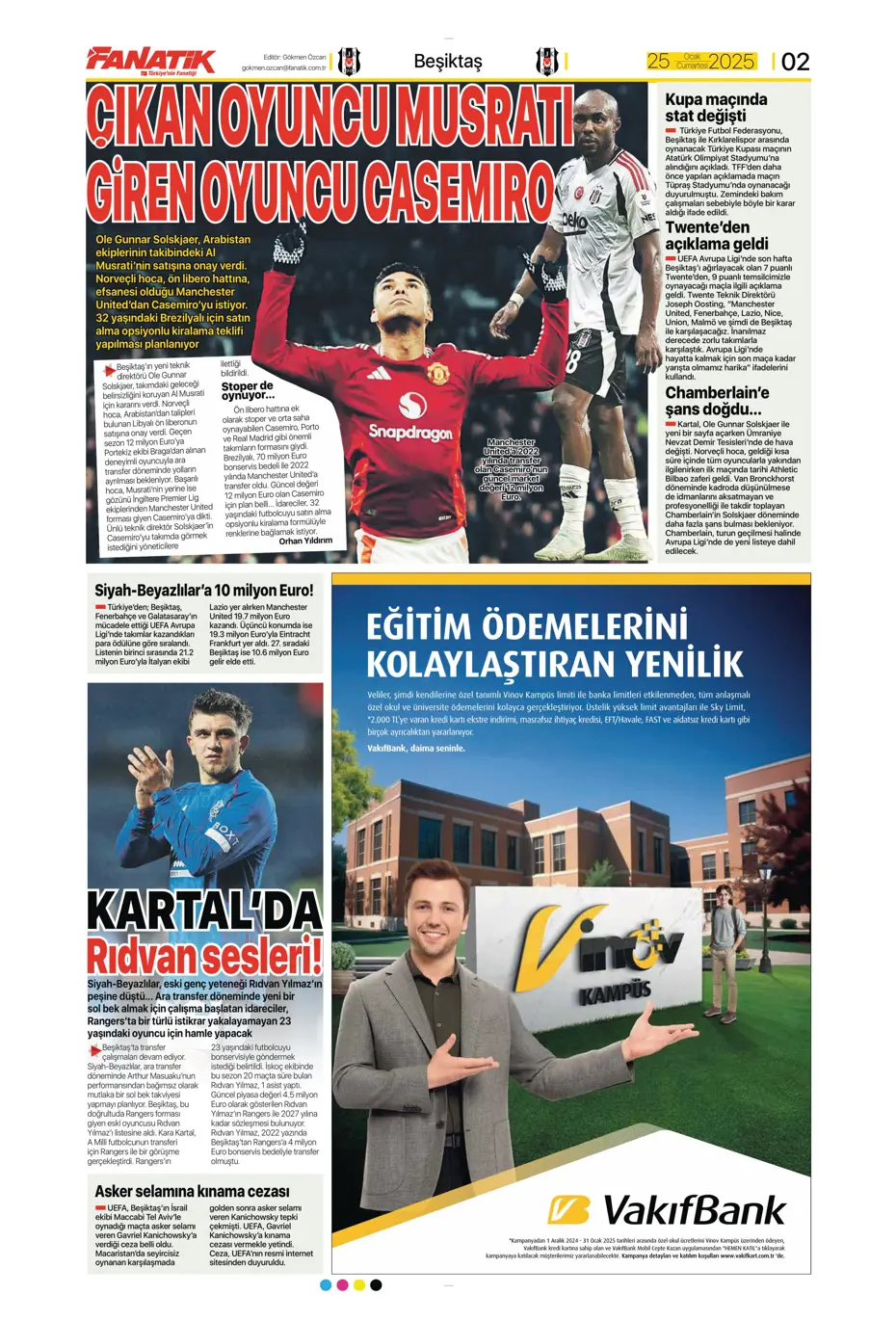 "UEFA bizi birbirimize düşürecek!" | Sporun manşetleri (25 Ocak 2025) - 4