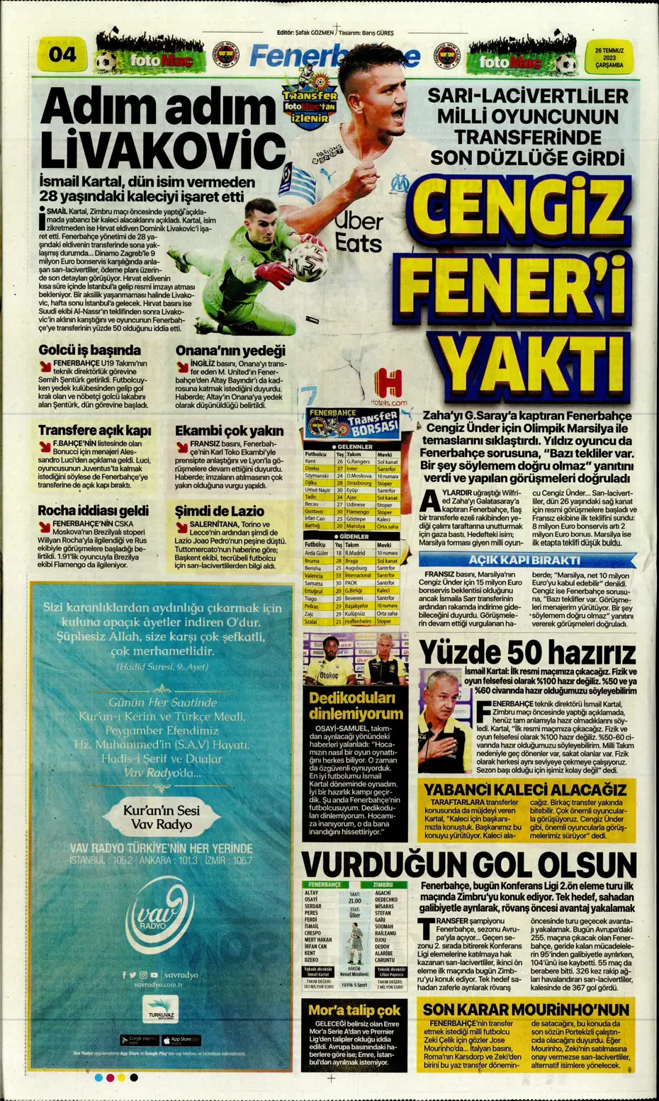"Beşiktaş'ın istediği Rebic Fenerbahçe'ye" | Sporun manşetleri (26 Temmuz 2023) - 15