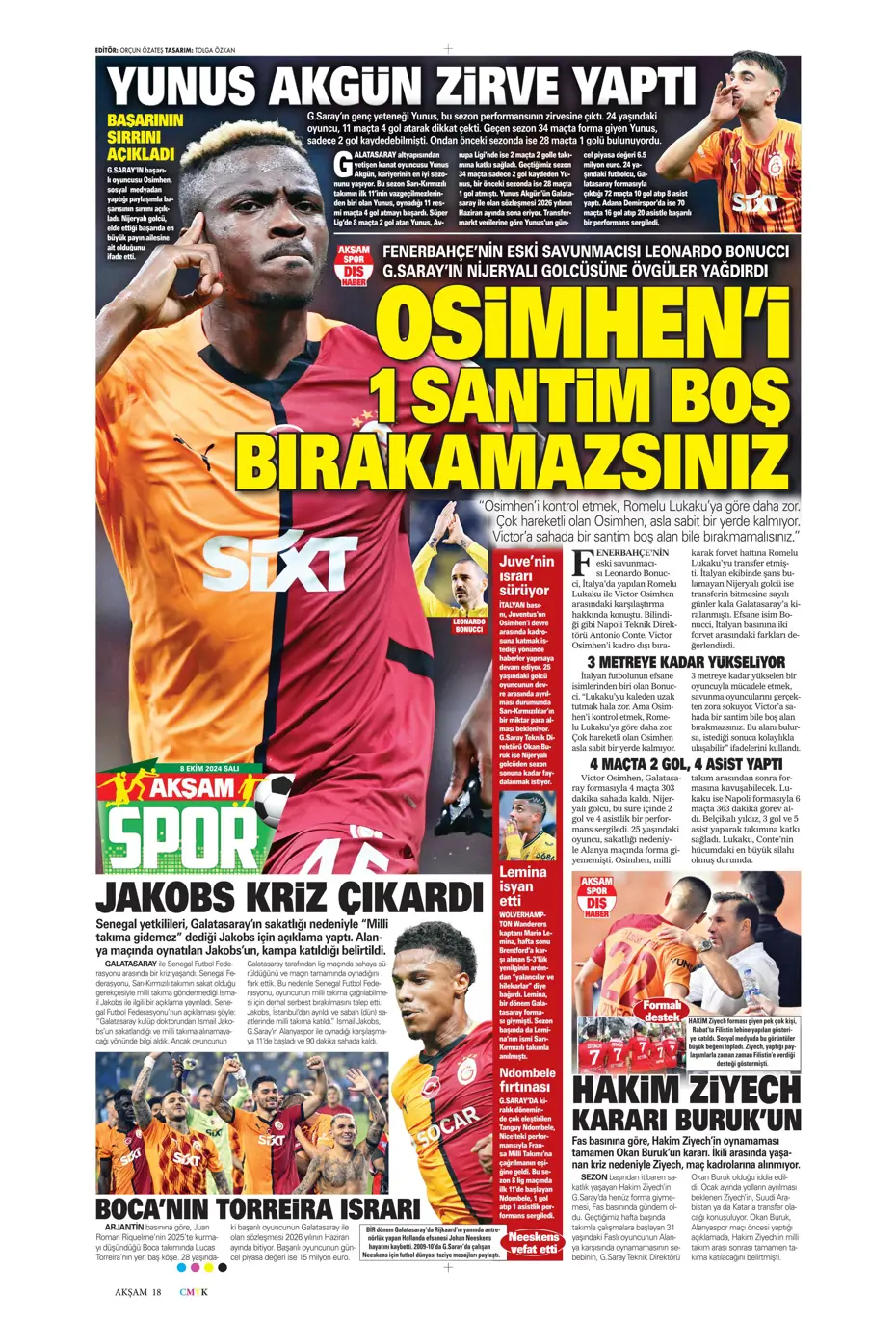 "Fenerbahçe'ye sürpriz golcü" | Sporun manşetleri (8 Ekim 2024) - 3