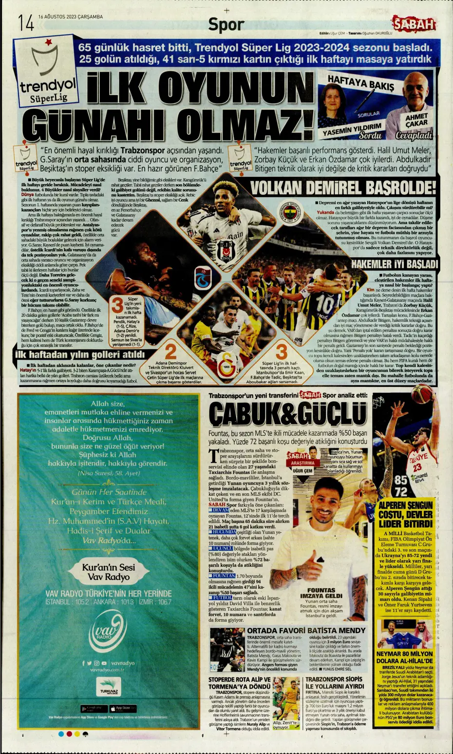 "Devler Ligi'ne kaldı 1 adım" | Sporun Manşetleri - 25