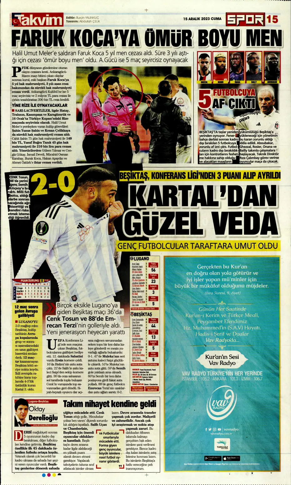 "Aslan'dan Jorginho bombası" | Sporun manşetleri (15 Aralık 2023) - 37