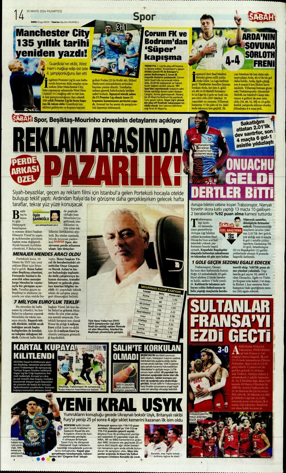 "F.Bahçe G.Saray'a bayramı zehir etti" | Sporun manşetleri (20 Mayıs 2024) - 18