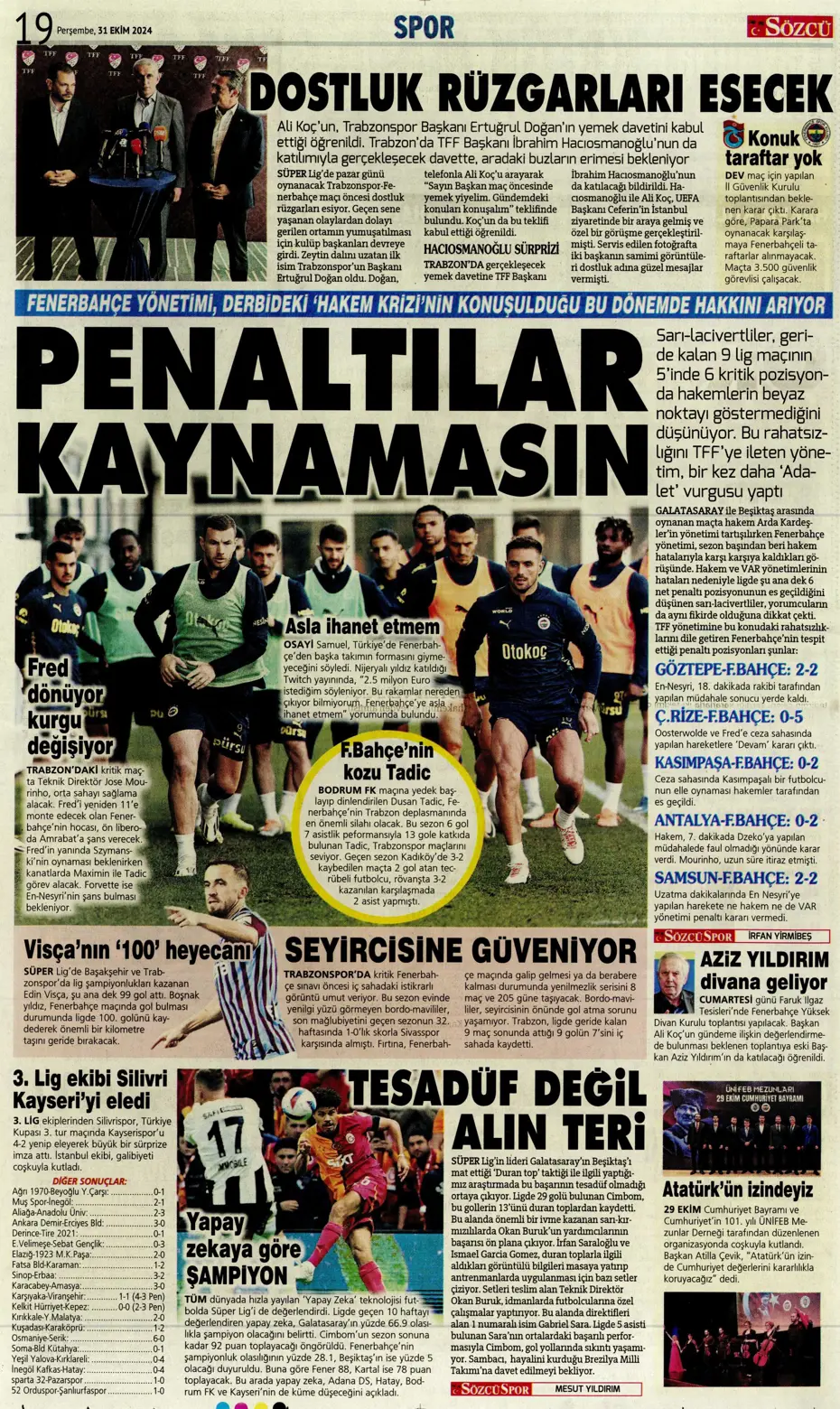 "Aslan'da Rosier harekatı" | Sporun manşetleri (31 Ekim 2024) - 33