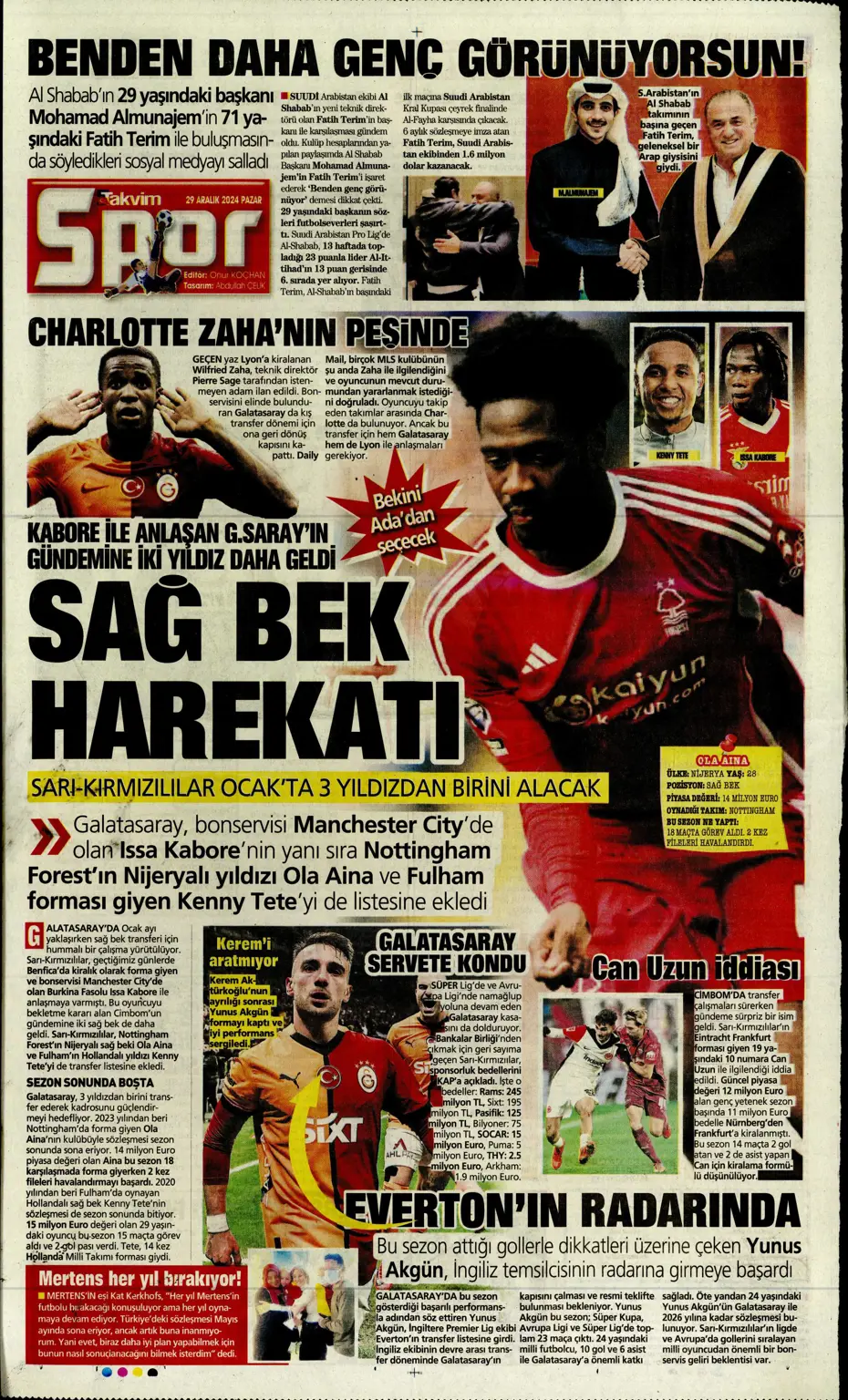 "Mikautadze'de sona doğru" | Sporun manşetleri (29 Aralık 2024) - 42